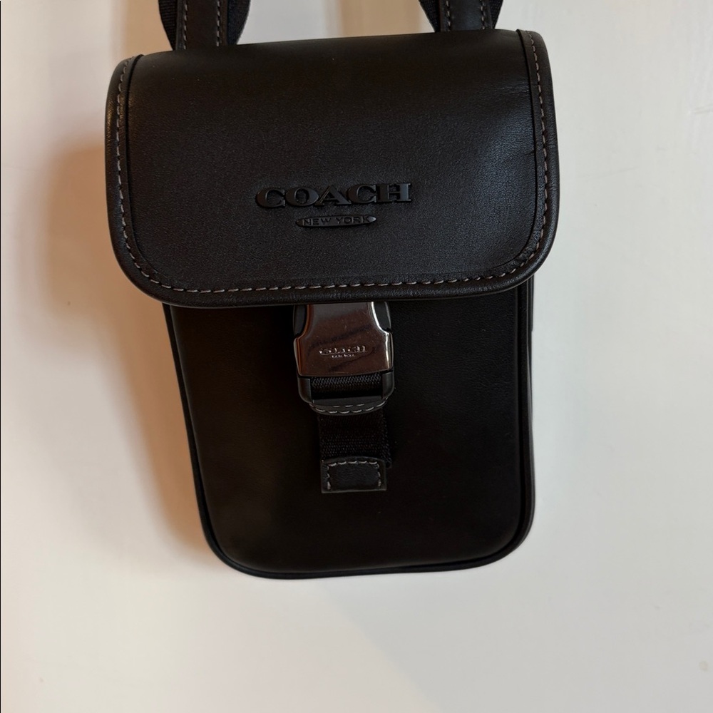 NWOT Coach Racer Black Leather Phone Shoulder Bag